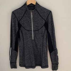 Lululemon Rulu Pace Setter Half Zip Top Size 12   Heather Grey Running Workout